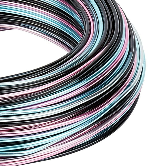 Multicolor Jewelry Craft Aluminum Wire (15 Gauge 136 Feet) Bendable Metal Wire with Storage Box for Jewelry Beading Craft Project - Black Blue Pink