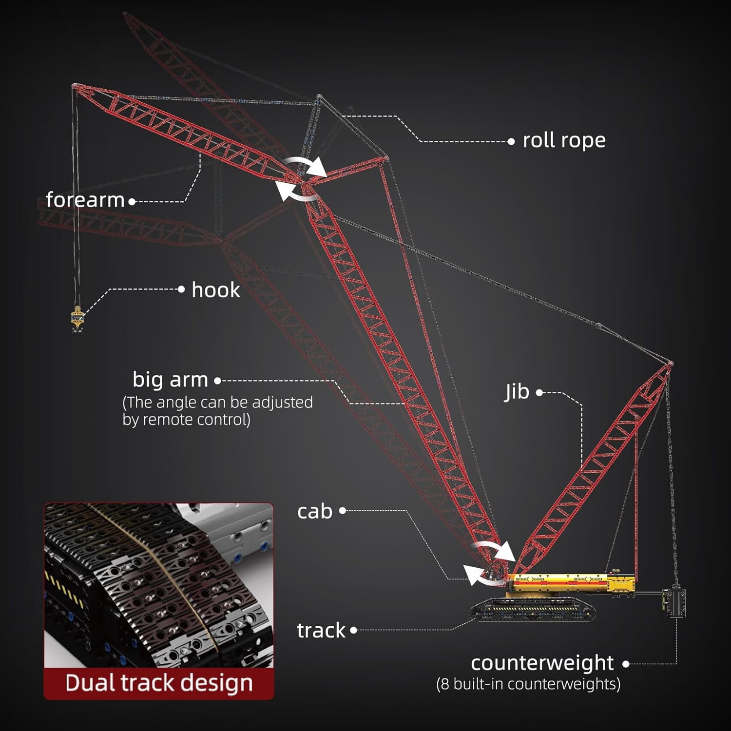 Crawler Crane LR13000 Building Block Kits, Technical Construction Vehicles Cranes Model with Motor/APP Remote Control, Gift for Age 14+/Adult Collections Enthusiasts (4318+ Pieces)