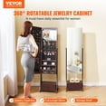 thumbnail image 2 of VEVOR Mirror Jewelry Cabinet Standing Mirror with Storage Full Length Brown, 2 of 9