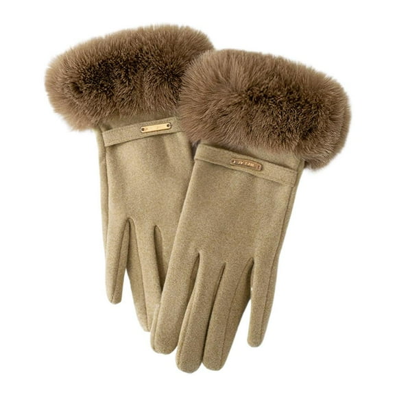 German velvet mouth women's gloves, outdoor winter warm finger gloves