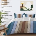 thumbnail image 4 of Blue Brown Bedding 3 Piece Duvet Cover Set Full Size, Farmhouse Wood Grain Vintage Vertical Striped Soft Microfiber Comforter Cover with Zipper Closure & Pillowcases, FadeResistant Quilt Cover, 4 of 9