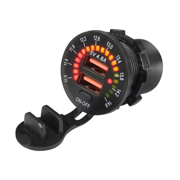 Carga del coche,Cargador de coche Carga rápida Puerto USB dual,Cargador de teléfono 4.8A Pantalla en color,Adaptador de corriente ajuste universal resistente al agua Genérico,Adaptador de