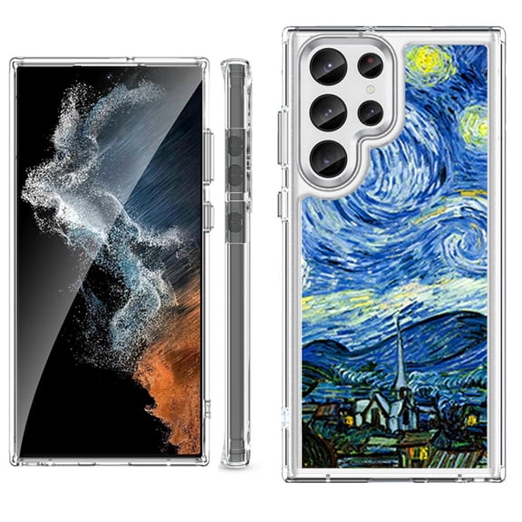 Shockproof Bumper Phone Case for Samsung Galaxy S23 Ultra 5G, by OneToughShield ® - Starry Night Paris