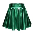 thumbnail image 2 of Pull on Shorts Women Plus Size Women's Shiny High Waisted Pleated Mini Skirt Flared Skater Skirt for Party Club Daily Wear Green XXL, 2 of 9