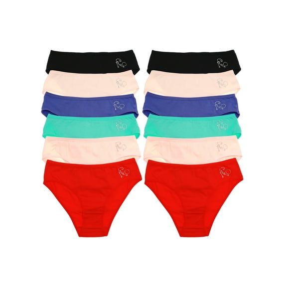 Angelina Women's Cotton Bikini Panties with Rhinestone Detail (12-Pack)