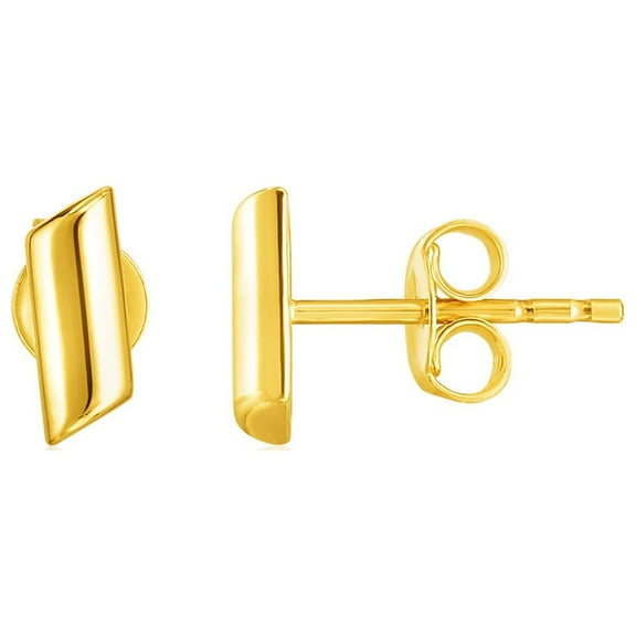 14k Yellow Gold Polished Rectangular Post Earrings