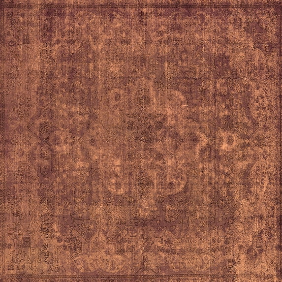 Ahgly Company Indoor Square Oriental Orange Industrial Area Rugs, 8' Square