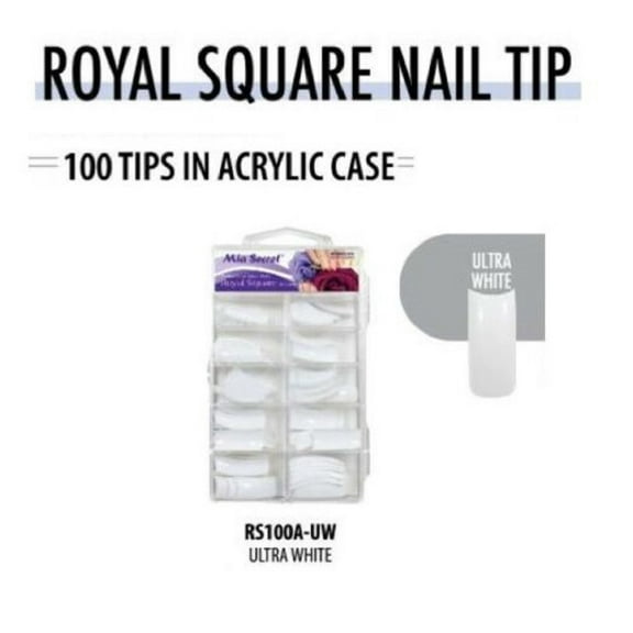 Mia Secret - Nail Tips - ROYAL SQUARE - 100 Ultra White (RS100A-UW)