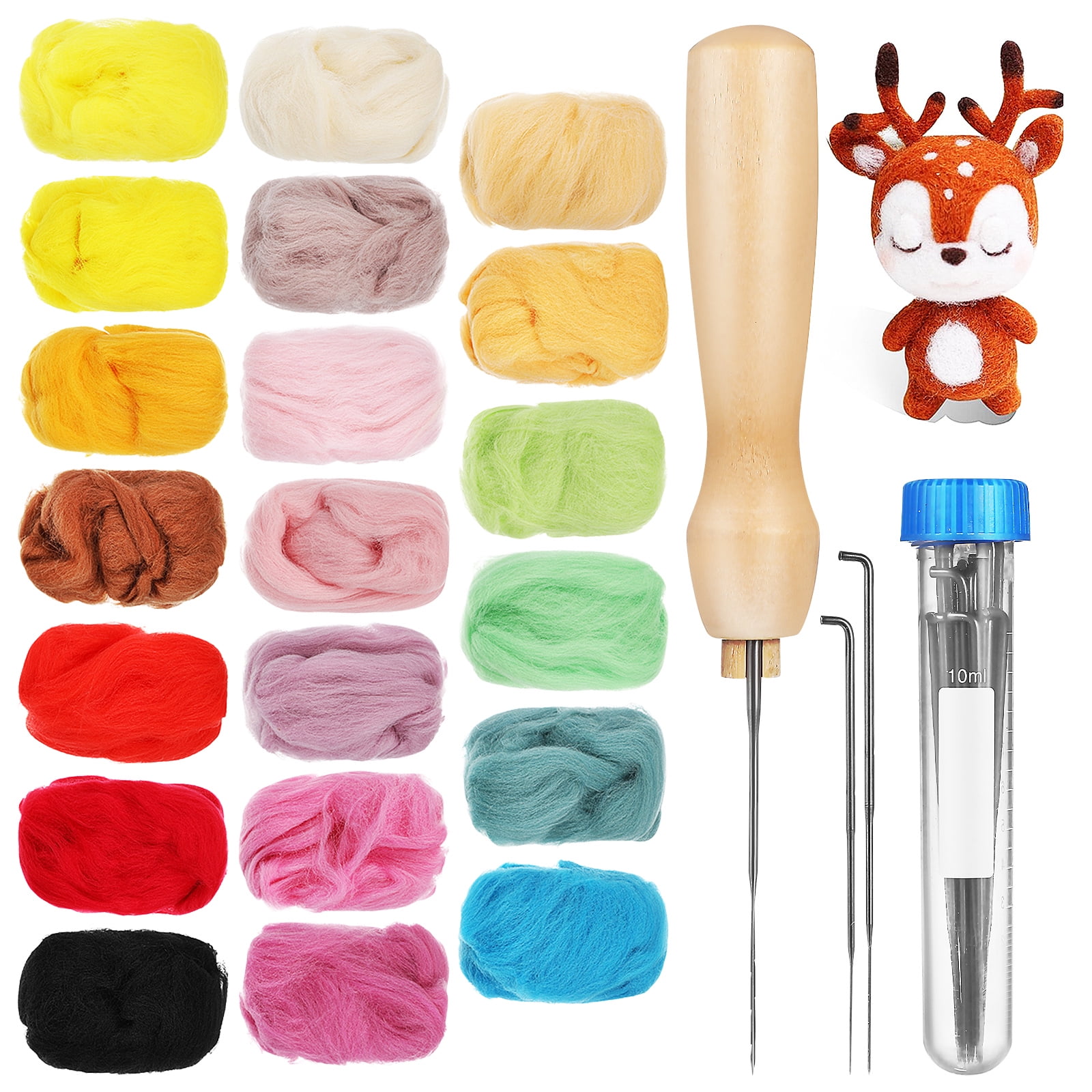 OUNONA  Colorful Thorn Felt Set Craft Kits Needle Felting Needles Tool Wool