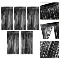 OUNONA Black Tinsel Backdrop Curtain for Plastic Fringe Streamer for Weddings and Birthdays 5pcs