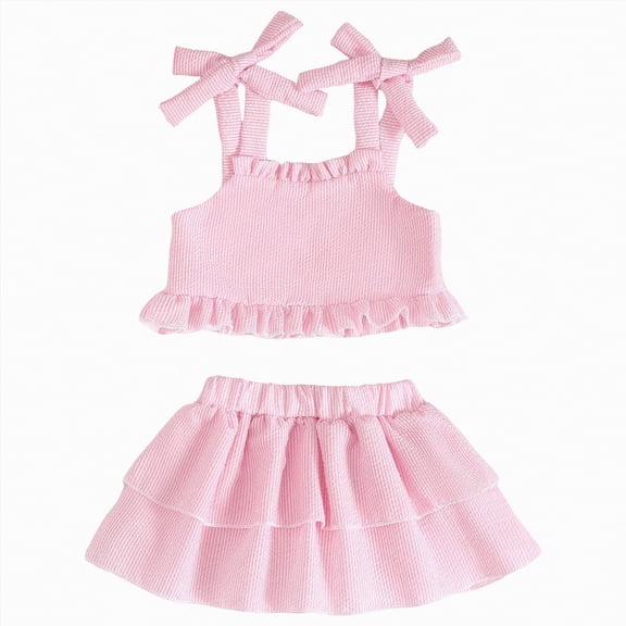 kpoplk Baby Girl Clothes 12 18 24 Month 2T 3T 4T Toddler Girl Clothes Spring Summer Shirt Shorts Outfit Set(Pink,0-6 M)