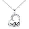 thumbnail image 1 of Cute Animal Heart Necklace for Women I You Forever and Daughter Panda Necklace Silver Panda Rhinestone Necklace, 1 of 8
