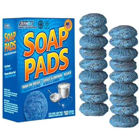 SCRUBIT Steel Wool Soap Pads, Pre-Soaped Metal Cleaning Scouring Pads, Blue, 20-Pack