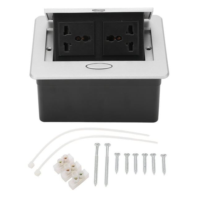 Toma de corriente eléctrica de escritorio para dispositivos de 250 V Caja de enchufe de 2 puertos con tomas de 3 clavijas