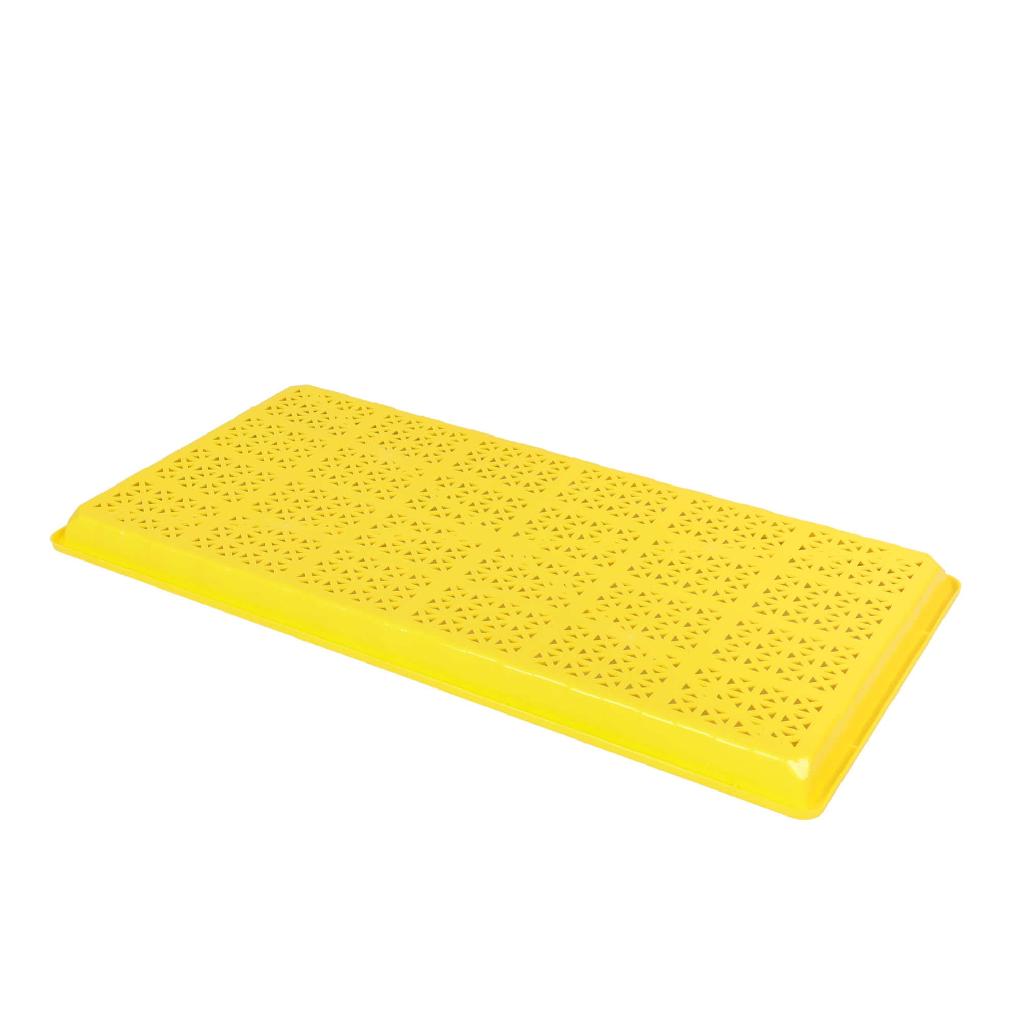 SUNPACK 10” x 20” Heavy Duty Mesh Plastic Seed Starting Tray, Yellow, 1" - Ensures Water Drainage and Aeration, Perfect for Greenhouses or Indoor Gardening