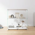 thumbnail image 3 of DSstyles 2-Tier Glass Display Cabinet Large Capacity Floor Standing Glass Curio Bookshelf For Living Room Bedroom Office (35.35 x 31.69 "x 14.37 Ft), 3 of 9