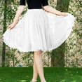 thumbnail image 2 of Women Skirts Knee Length Tulle Skirt High Waist A-line Pleated Princess Skirts Evening Gown Prom Wedding Skirt, 2 of 7
