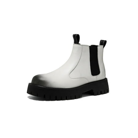 

Kesitin Men Chelsea Boot Pull On Ankle Boots Waterproof Booties Anti Slip Comfort Dress Bootie Walking Elastic Work Shoes White 8