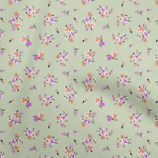 oneOone Tissu Polyester Spandex Bleu Matériel de Robe Florale Tissu Imprimé Tissu au Mètre 56 Pouces de Large-Z2