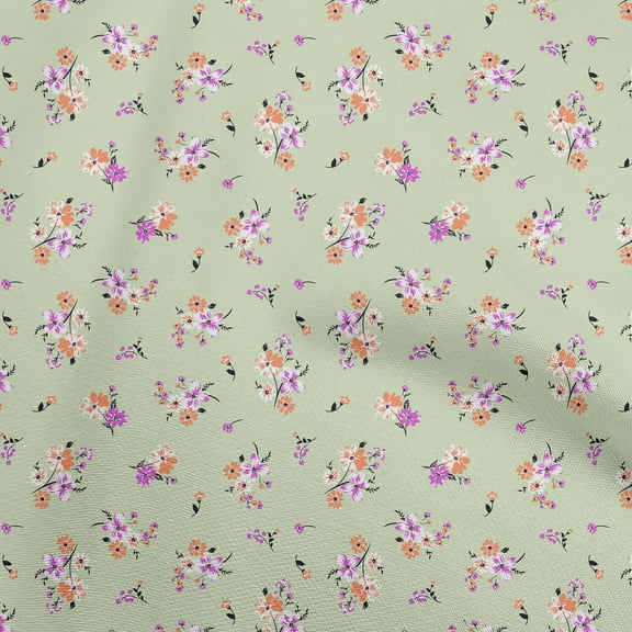 oneOone Polyester Spandex Blue Fabric Floral Dress Material Fabric Print Fabric By The Yard 56 Inch Wide-Z2