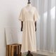 thumbnail image 2 of Vintage 100% Cotton Women'S Dress Retro Crepe Gauze V-Neck Puff Sleeve Bandage Lace Up Elegant Dresses For Women Long Maxi Robe zhangmengya LED, 2 of 2