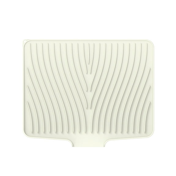 Beige Silicone Drying Mat With Drain Rack For Dishes, Heat Resistant Sink Mat For Countertop, Non-Slip Dish Drying Pad, Foldable & Easy To Clean, 15.8X13 Inch