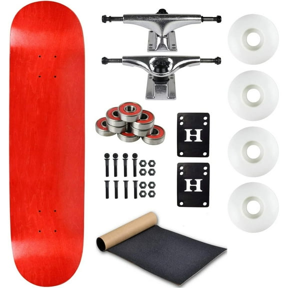 Moose Complete Skateboard Stain Red 7.5" With Silver Trucks and White Wheels