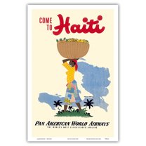 Come to Haiti - Pan American World Airways - Vintage Travel Poster by E. Lafond c.1950s - Master Art Print (Unframed) 12in x 18in