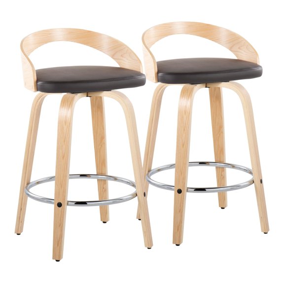 Grotto Counter Stools for Kitchen Counter in Natural Wood, Counter Height Chairs, Bar Stools Set of 2, Counter Height Chairs, Bar Stools For Kitchen Island
