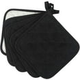 thumbnail image 2 of 100% Cotton Kitchen Everyday Basic Terry Pot Holder Heat Resistant Coaster Potholder for Cooking and Baking Set of 5 Black, 2 of 17