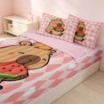thumbnail image 3 of Erosebridal Kawaii Capybara Zipper Queen Comforter Set with Fitted Sheet and 2 Pillowcases, Cute Animal Zipper Bedding Set, Pink Reversible, 3 of 7
