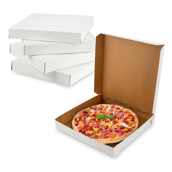 MT Products White Extra Thin Paperboard Pizza Box 12" x 1.9" - Pack of 20
