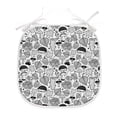thumbnail image 1 of Hedgehog Dining Chair Pad, Ecological Nature Elements Woodland Pattern Black and White Doodle Composition, Water Resistant Pillow with Straps for Kitchen Seats, 6 Pieces Set, Black White, by Ambesonne, 1 of 5