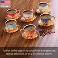 thumbnail image 4 of Ahsen Turkish Coffee Cup Set of 6 with Gold Metal Saucers and Holders, 18-Piece Colorful Espresso Coffee Cups, Handcrafted Arabian Greek Turkish Coffee Cups, Gold, 2.5 Oz, 4 of 4