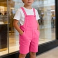 thumbnail image 6 of Mercatoo Little Girls Boys Twill Shortalls Toddler Kids Summer Bib Overall Shorts Straight Leg Loose Fit Cotton Short Overalls Rompe𝐫, 6 of 7