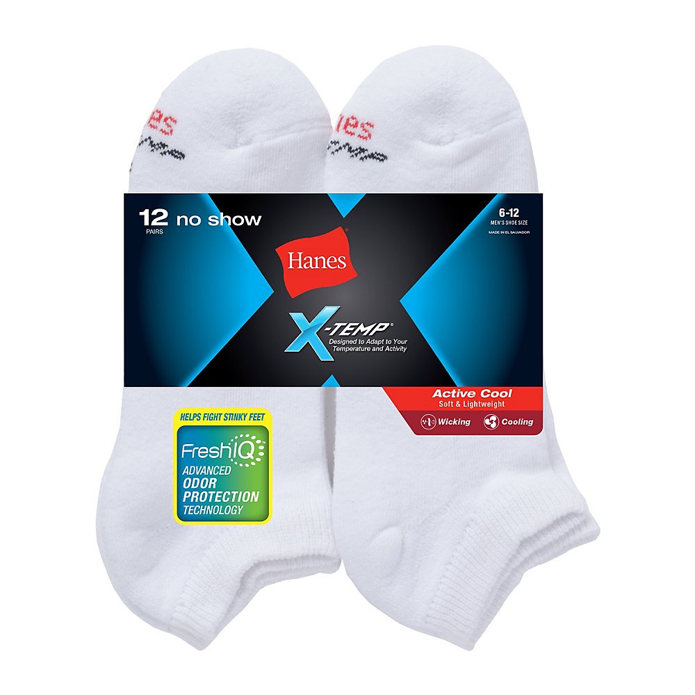 Hanes Hanes Men's FreshIQ® XTemp® Active Cool® NoShow Socks 12Pack