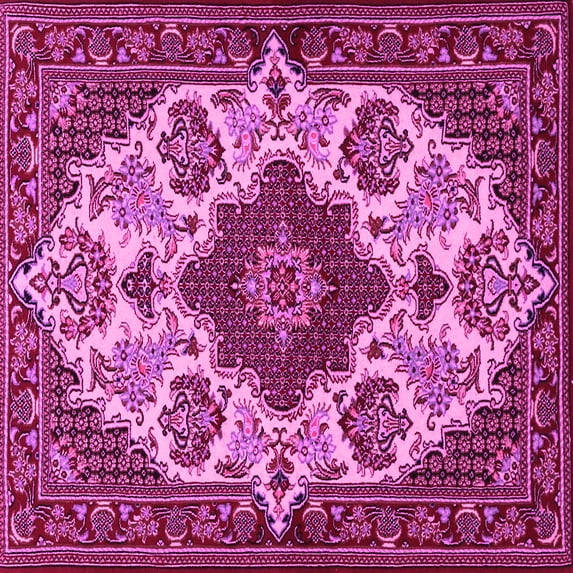 Ahgly Company Indoor Square Medallion Pink Traditional Area Rugs, 5' Square