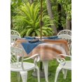 thumbnail image 3 of Outdoor Tablecloth with Umbrella Hole for Patio/Picnic/Party/Camping, Brown Grey Waterproof Table Cloth Round Cover Washable, Abstract Art Oil Painting Blue Ombre (Dia 54"), 3 of 9