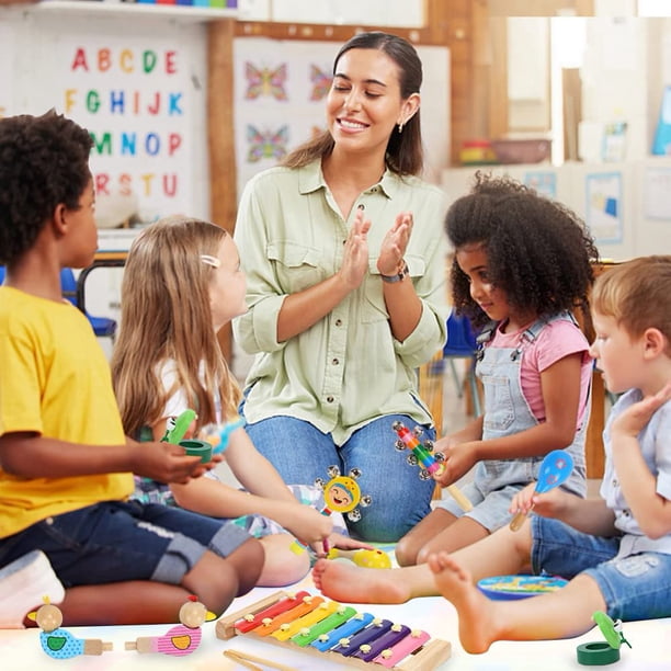 Bourgogne - Ensemble'instruments musicaux en bois pour enfants, 12 pièces, Xylophone, jouets de