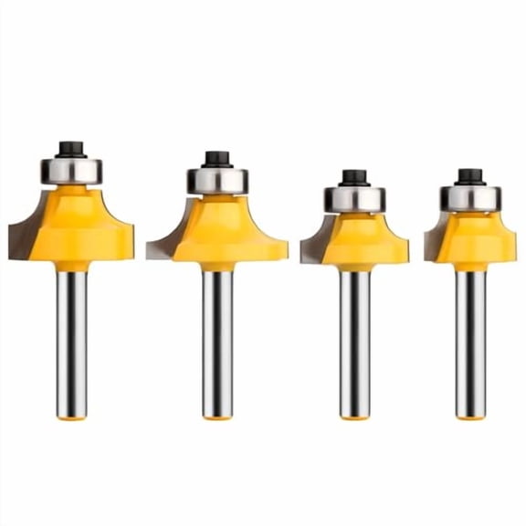 Roundover Router Bit Set 1/4 Inch Shank, Bearing Guide for Rounding Edge Bit, Radius in 1/8", 1/4", 3/16", 5/16"