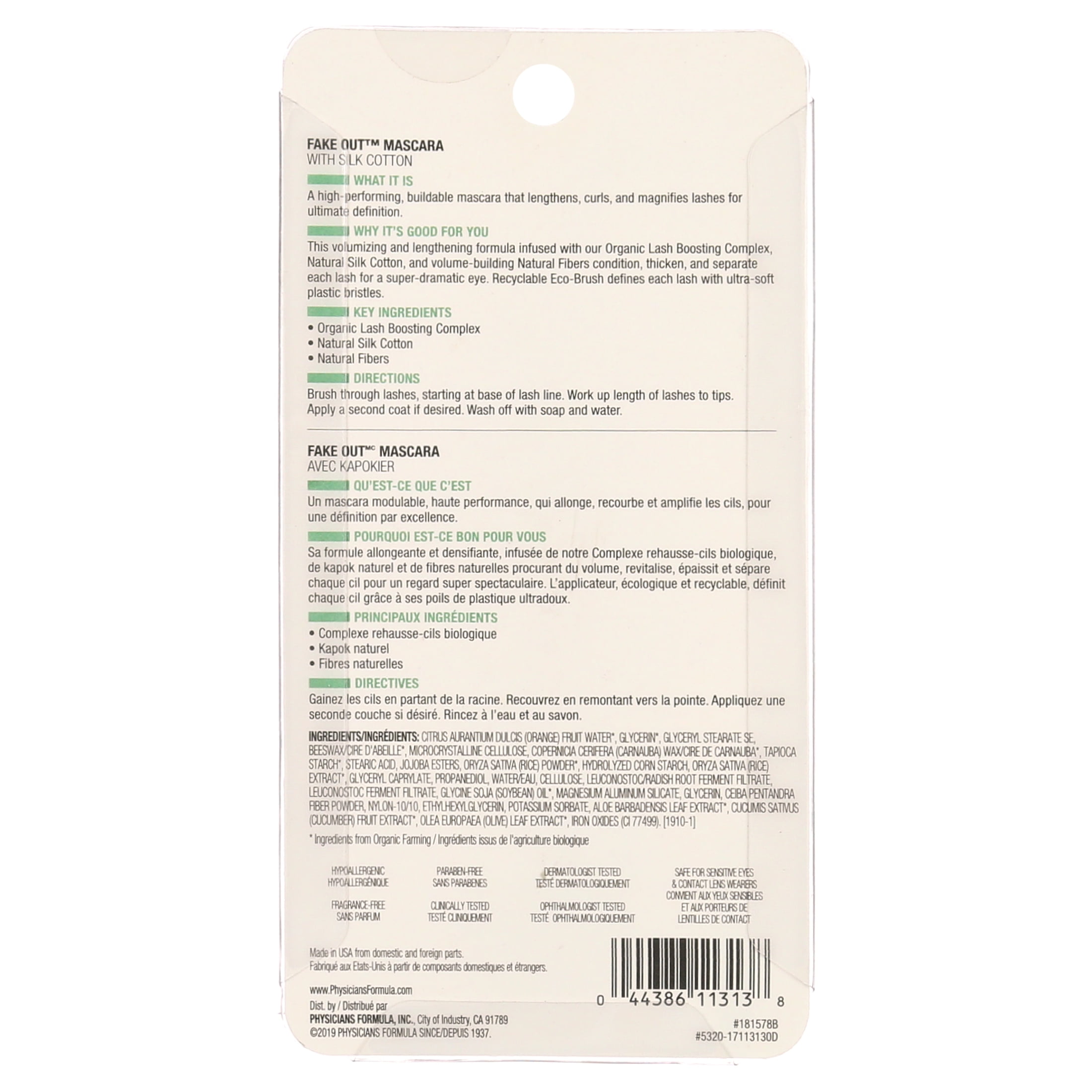 Physicians Formula Organic Wear Fake Out Mascara, Black