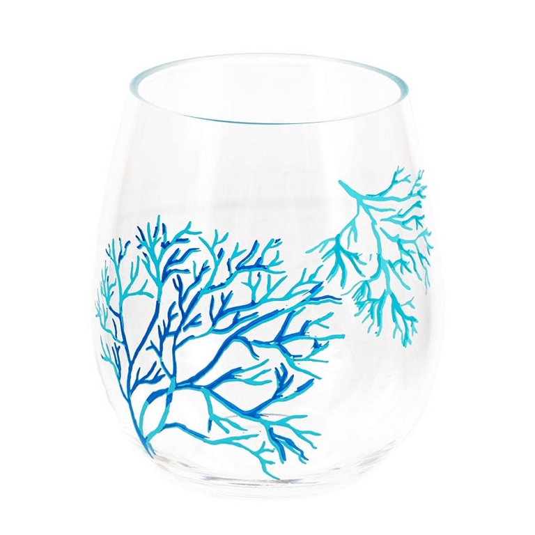 Coral Sea Collection Colored Stemless Wine Glasses - Set of 2