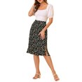 thumbnail image 2 of MODA NOVA Juniors Floral Ruffled Hem Elastic High Waist Split Midi Skirt, 2 of 6