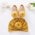 thumbnail image 3 of Newborn Baby Turban Hats and Shoes Set Hospital Hat Nursery Beanie Headwrap Hat Soft Sole Crib Shoes Set, 3 of 9