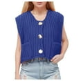 thumbnail image 2 of Womens Sleeveless Sweater Tops Vest for Cute and Comfy Weekend Looks Women's Sleeveless Knit Cardigan Vest With Pockets And Buttons Solid Color Short Style, 2 of 8