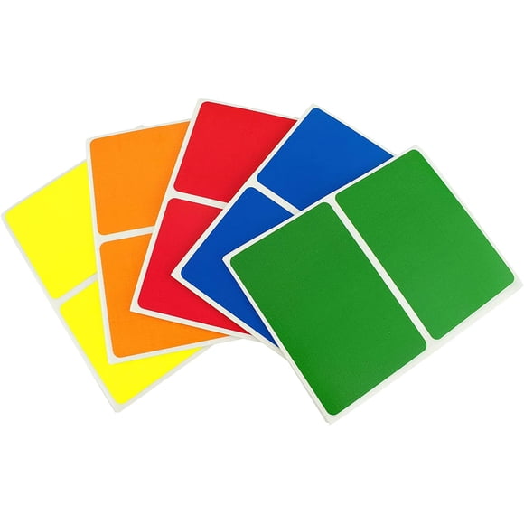 ChromaLabel Pegatinas rectangulares de 2 x 3 pulgadas Etiquetas de codificación de colores permanentes Ideal para suministros escolares y de oficina para almacén - 5 colores estándar surtidos Paquete