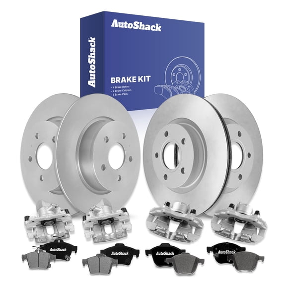 AutoShack Front & Rear Brake Rotors, Ceramic Pads & Calipers for Ford, C-Max 2013-2018, FWD L4 2.0L