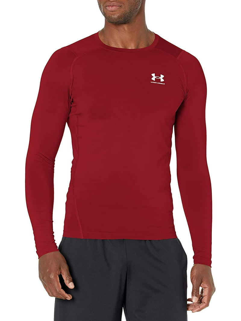 Under Armour Mens HeatGear Compression Long-Sleeve T-Shirt Cardinal 625/White - Walmart.com