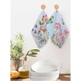 thumbnail image 2 of Blue Pink Flowers Kitchen Dish Towels for Drying Dishes Set of 2, Spring Floral Butterfly Elegant Pastoral Waffle Weave Microfiber Hand Tea Bathroom Towels Quick Dry & Absorbent Towel 12x12, 2 of 7