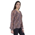 thumbnail image 3 of Moomaya Printed WoMen's Button Down Shirt Long Sleeve Tshirt V-Neck Tunic Top, 3 of 9